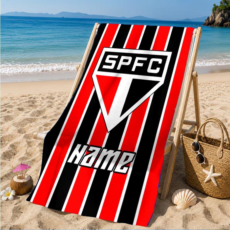 Custom Name Beach Towel Sao Paulo Team Spirit Microfiber Beach Towel, Lightweight for Summer Travel, Swimming Pool Fan Birthday Gift