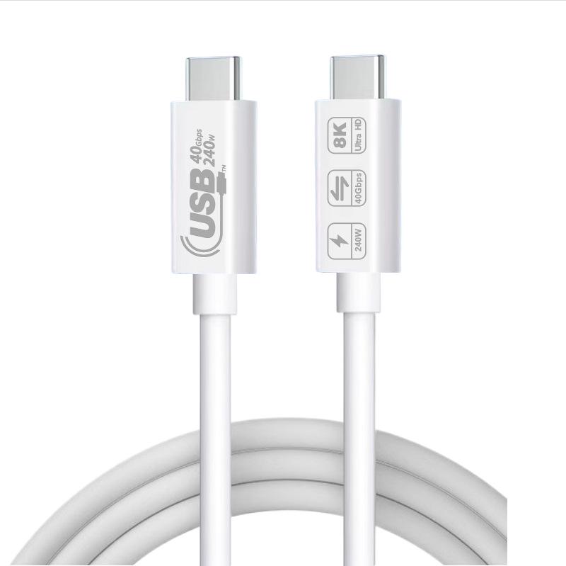 USB4 Thunderbolt 4 Type-C Data Cable, 240W Fast Charge, 40Gbps Transfer, Dual-Headed