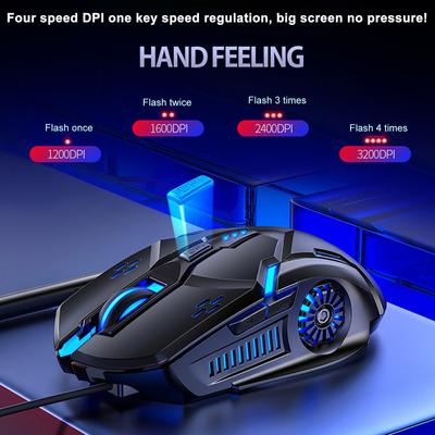 Проводная игровая мышь 6D с цветным светодиодом, дышащая модная мышь 3200 DPI для ноутбука