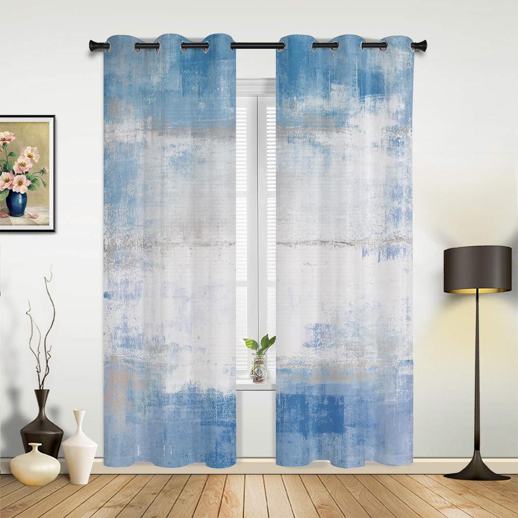 Orange Gray Abstract Oil Painting Texture Curtains for Bedroom Living Room Drapes Kitchen Kid's Room Window Curtain Home Decor