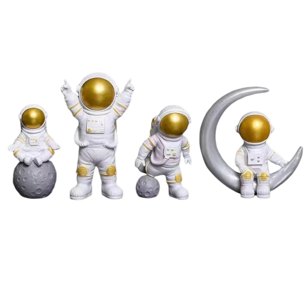 4Pcs Astronaut Statue Fireplace Model Resin Spaceman Figurine Home Decor