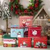 2pcs Decorative Christmas Candy Boxes Handheld Candies Organizers Portable Sweets Tins with Handle for Family Gathering