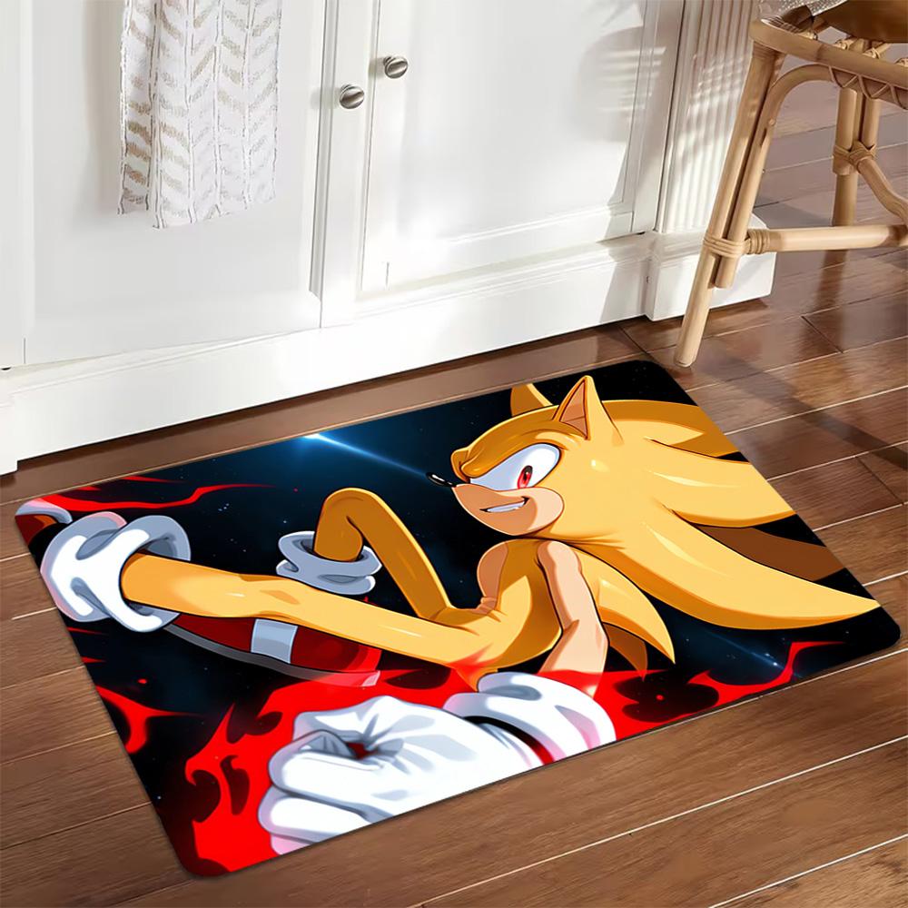 Sonic The Hedgehog Lightning Print Decoration,Carpet,Living Room,Bedroom, Non-slip,Square rug