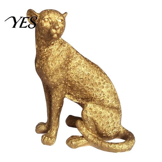 High-quality Resin Leopard Golden Figurine Model, Vivid Statue, Squatting Running Posture, Animal Ornament for TV Stand Entryway Office, Housewarming,