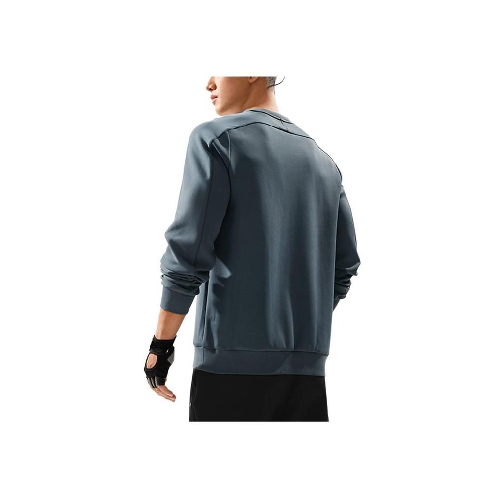 Li-Ning Удобная повседневная толстовка с круглым вырезом и буквами, мужская толстовка темно-синего цвета AWDU869-2