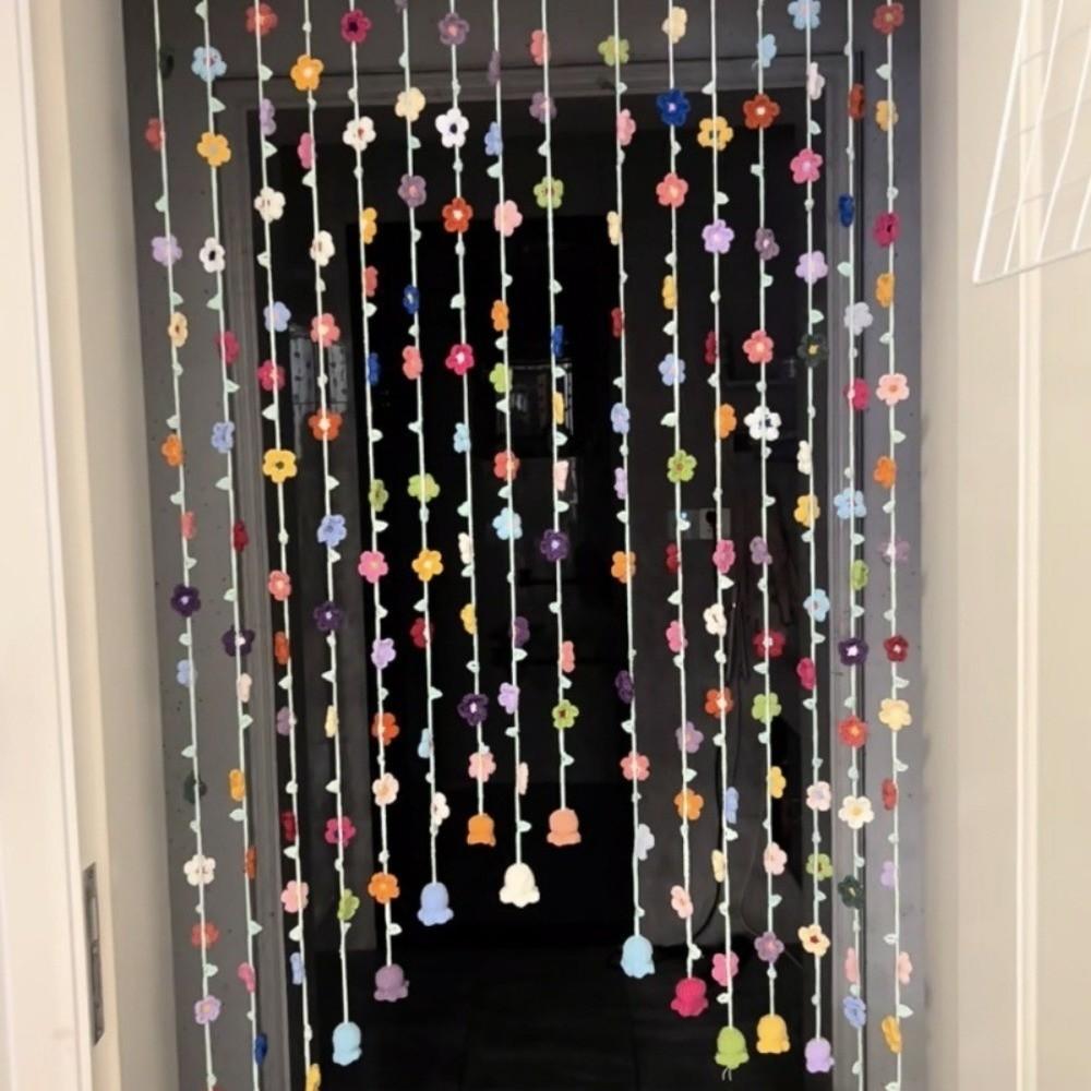9pcs Colorful Flowers Artificial Flower Curtain Hanging Room Decorative Curtain Bedroom Decoration