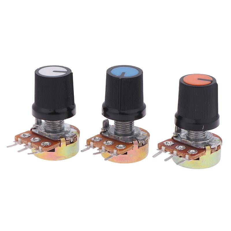 10 комплектов Wh148 рифленый вал 3 клеммы линейный конический поворотный потенциометр Ассортиментный комплект B1K 2K 5K 10K 20K 50K 100K 250K 500K 1M