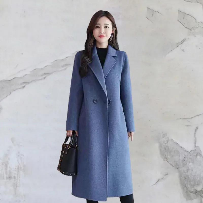 Woolen Coat Women's Medium and Long Models, New Slim-fitting To Cover the Stomach, Old Mother's Casual Temperament, Woolen Coat