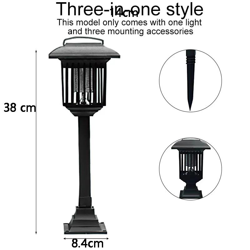 Outdoor Solar Mosquito Light, Water Resistant LED Light, Insect Trap, Electric Discharge, For Lawn, Garden, Courtyard