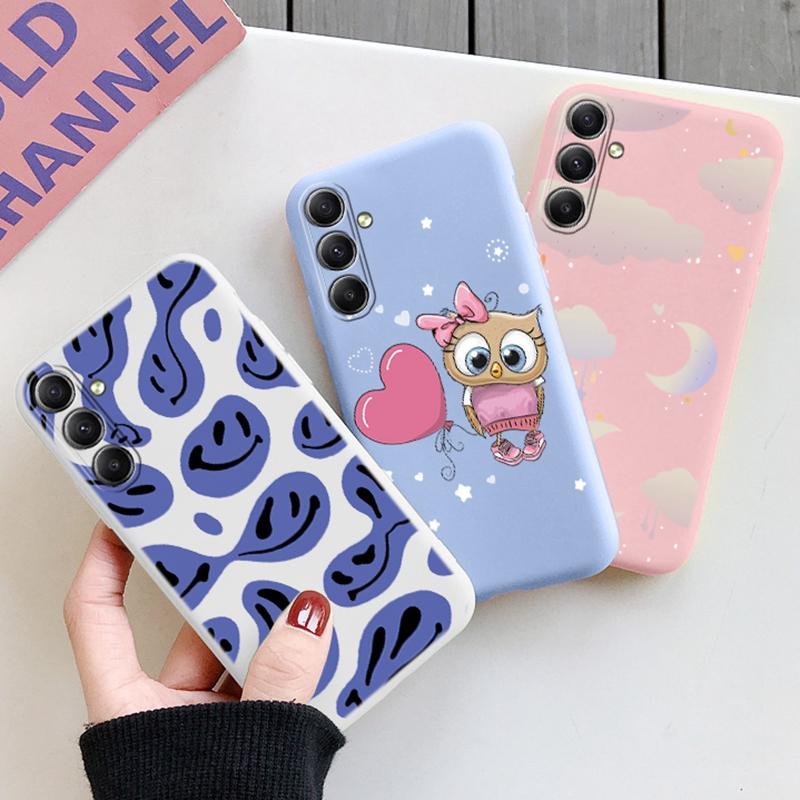 Мягкий силиконовый чехол с рисунком совы для Samsung A55 A35 S24 Xiaomi Redmi Note 13 iPhone 15 Huawei Honor Realme Camera Защитный противоударный чехол