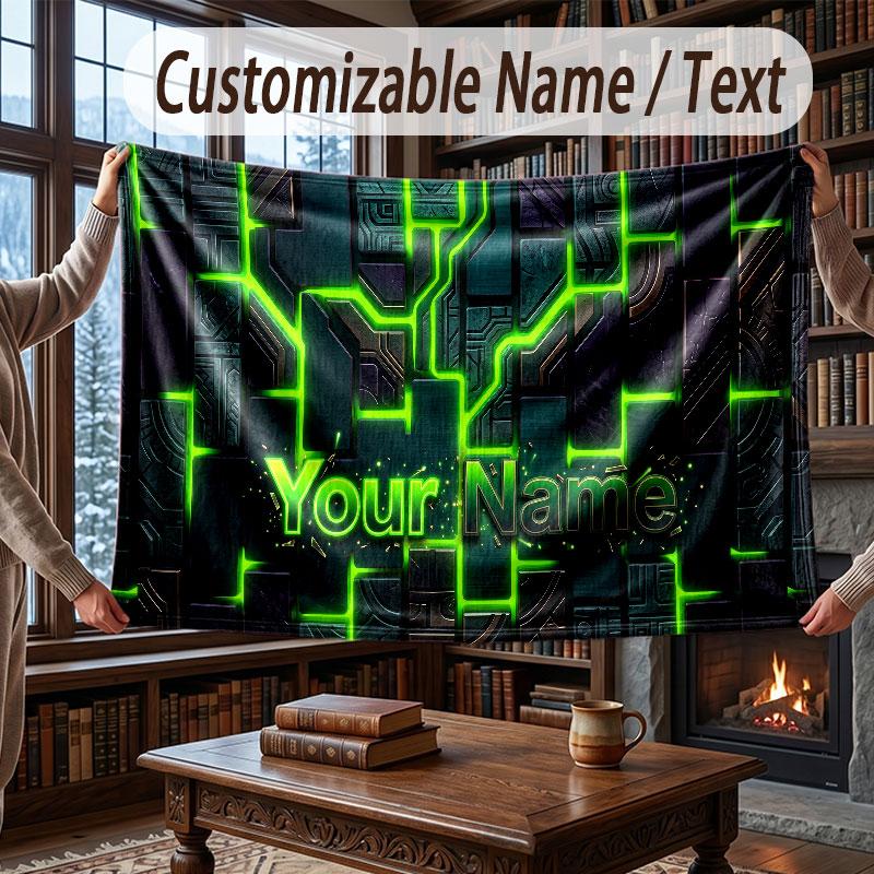 Decorative Artwork Theme Throw Blanket Custom Name Text Personalized Blanket Soft Cozy Blanket for Home Sofa Bed