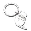 Stainless Steel Couple Keychain Hug Cat Lovers Keyring Matching Cat Key Ring  Valentine's Day Gift