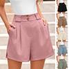 High Waist Summer Women's Casual Solid Color Suit Shorts with Pockets