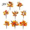 Artificial Fall Bouquet with Fabric Pumpkins Maple Leaves Wheat Berries, Thanksgiving Floral Arrangement Autumn Home Decor for Centerpieces, Seasonal