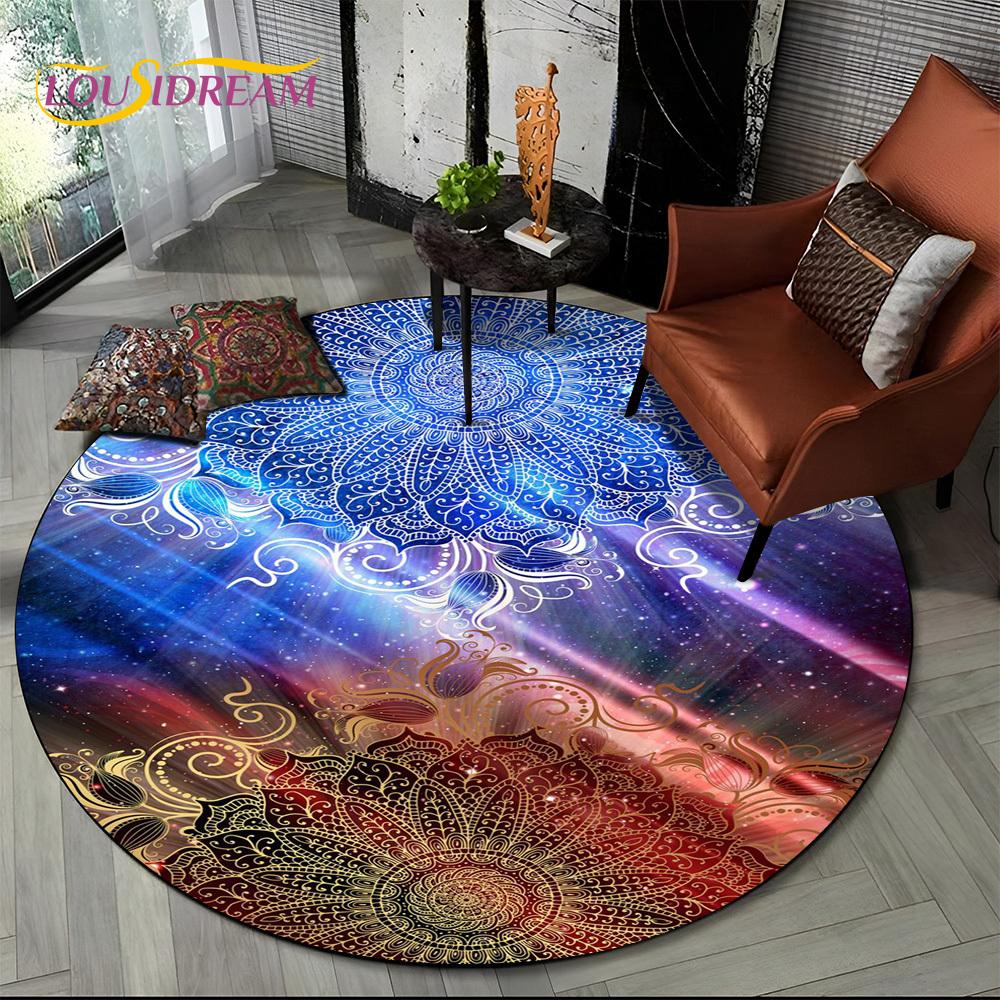 3D Meditation Mandala Bohemia nature Spirit Yoga Round Carpet Rug for Living Room Bedroom Child Decor,Pet Area Rug Non-slip Mat
