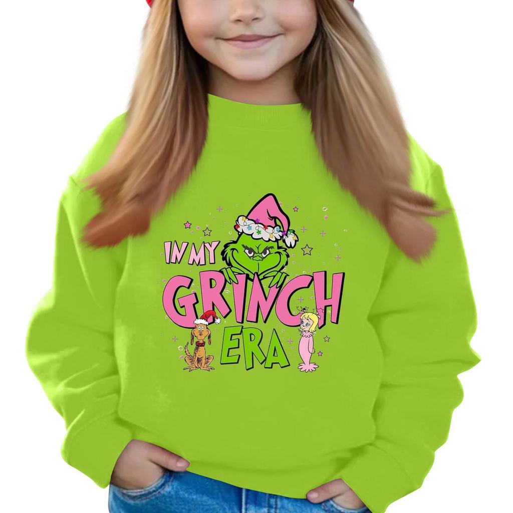 Рождественские пуловеры с круглым вырезом для девочек, детские топы с принтом