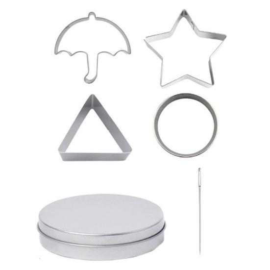 Формочки для печенья из нержавеющей стали Формы для печенья Инструменты для приготовления корейских сахарных конфет Набор для игры в кальмары Формы для выпечки тортов на вечеринку Формы-зонтики для начинающих