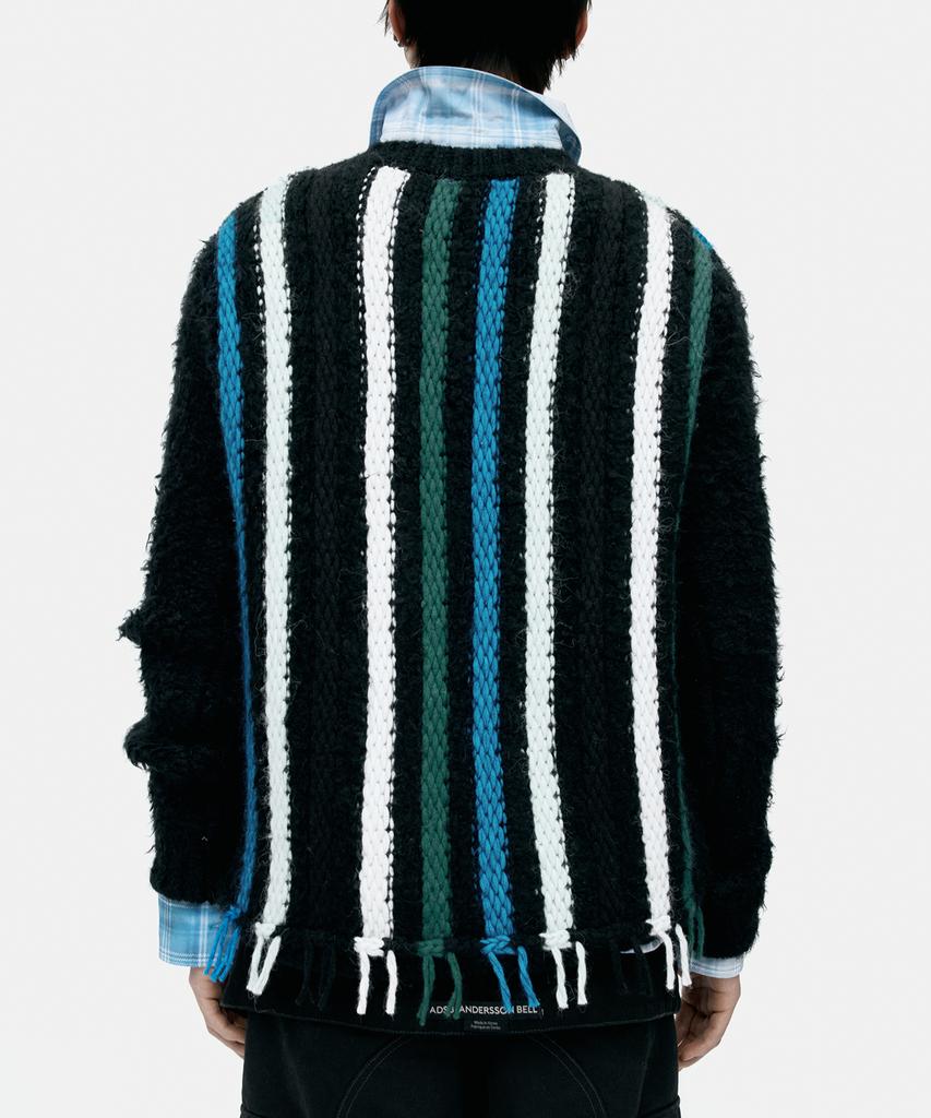 ADSB ANDERSSON BELL Unisex V-Neck Reverse Stripe Sweater Atb1350U(Black)