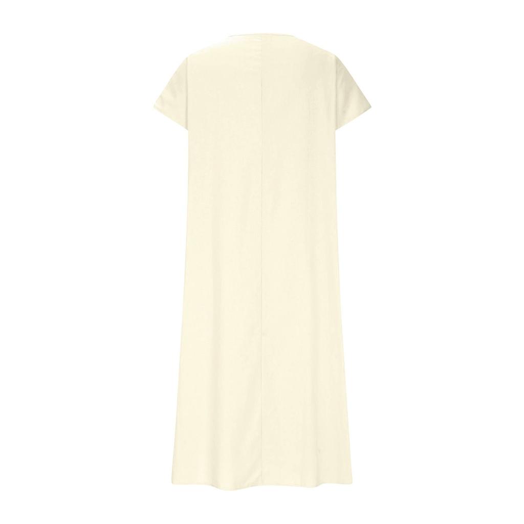 Модное женское однотонное платье с V-образным вырезом, длинное, свободное