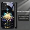 Черный Чехол для Телефона с Артом Хрустальный Лотос для Samsung A32 A33 A34 A35 A36 A37 A51 52 52s A53 A54 A55 A56 A57 A71 A72 A73 Стеклянная Крышка