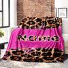 Leopard Print Customized Name Blankets Soft Cozy Lightweight Allseason Multipurpose Blanket For Picnics Sofas Offices Beds Living Rooms Suitable As