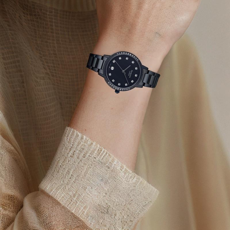 Casio SHEEN waterproof 50 meters quartz movement stainless steel strap Japanese and Korean watch 37.7 women's watch black dial SHE-4056BD-1A