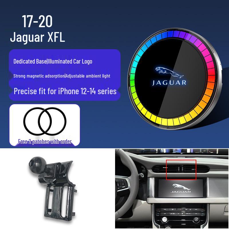 Jaguar Wireless Magnetic Phone Holder & Fast Charger with LED Ambient Light, Compatible with Apple