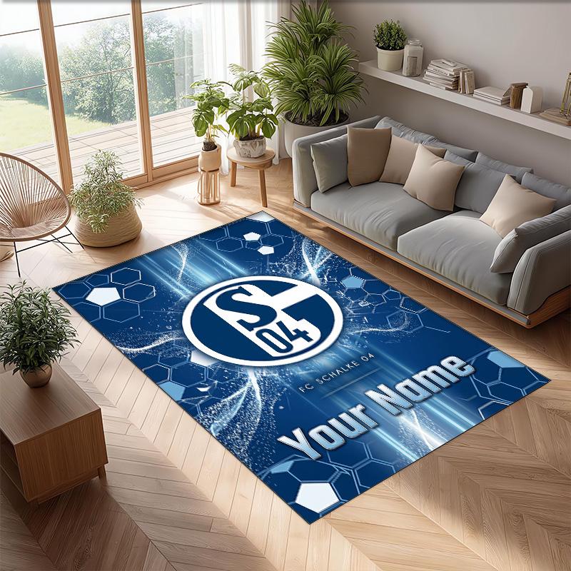 Schalke 04 FC Printed Crystal Velvet Rug Non‑Slip Crystal Velvet Carpet For Sofa Bedroom Indoor Home Decoration