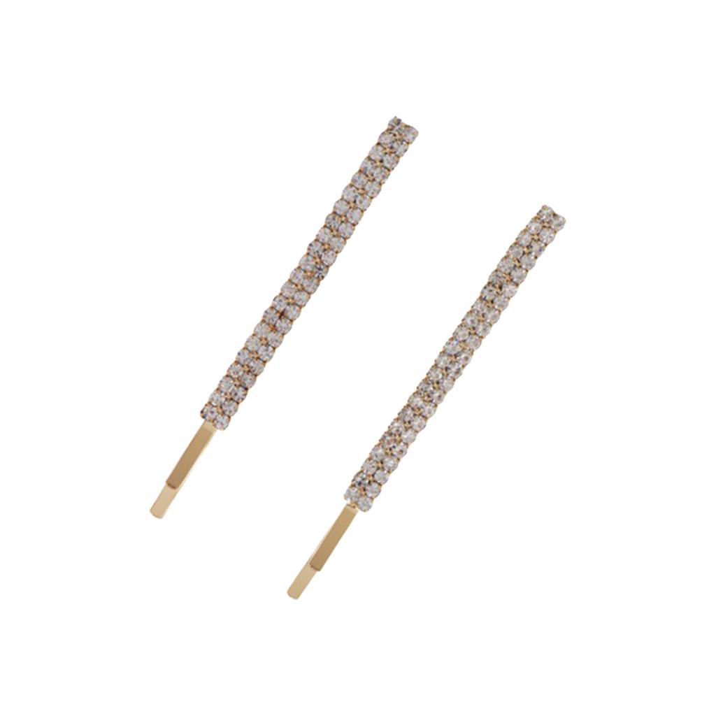 2pcs Simple Hair Barrette Set Metal Rhinestone Hair Clips for Wedding Party Everyday Use