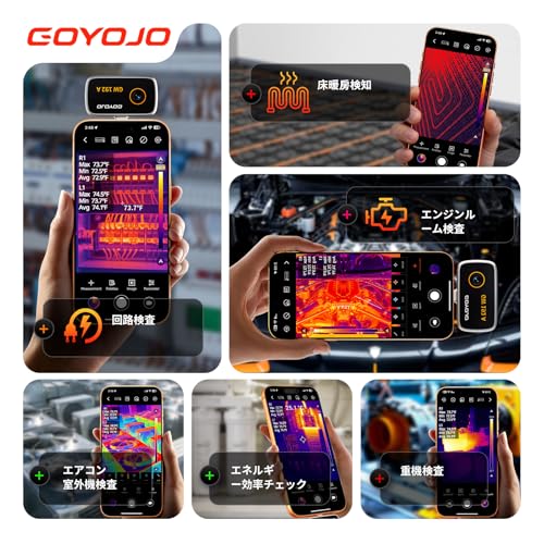 Тепловизор GOYOJO, Совместим с iOS 15.0 и выше / Android 7.0 и выше, ИК-разрешение 192x192, Частота кадров 25 Гц, от -20°C до 400°C