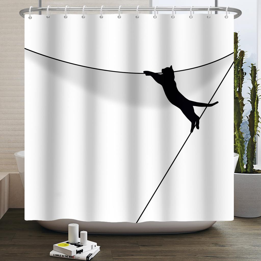 Забавная шторка для душа с котами, мультяшные милые коты, собака, детская шторка для душа для ванной, водонепроницаемый полиэстер, домашний декор, шторки для душа