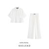 Kaslead New Women Clothes Western Style Simple Short Sleeve Lapel Shirts Trousers 8017741 8330741