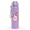 1PC Cute Tea Cup Cartoon Print 750ml Color Plastic Sports Water Bottle Leakproof Flip Straw Lid Suitable for Sports Office Home Use