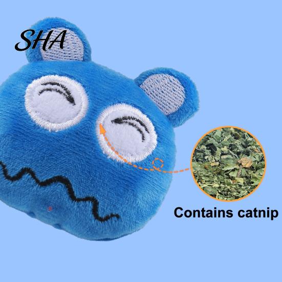Indoor Cat Entertainment Toy Plush Ball Toy, Catnip Chew Cute Embroidered Face, Non-toxic Plaything Stuffed Kitten Teething for Cats Biting