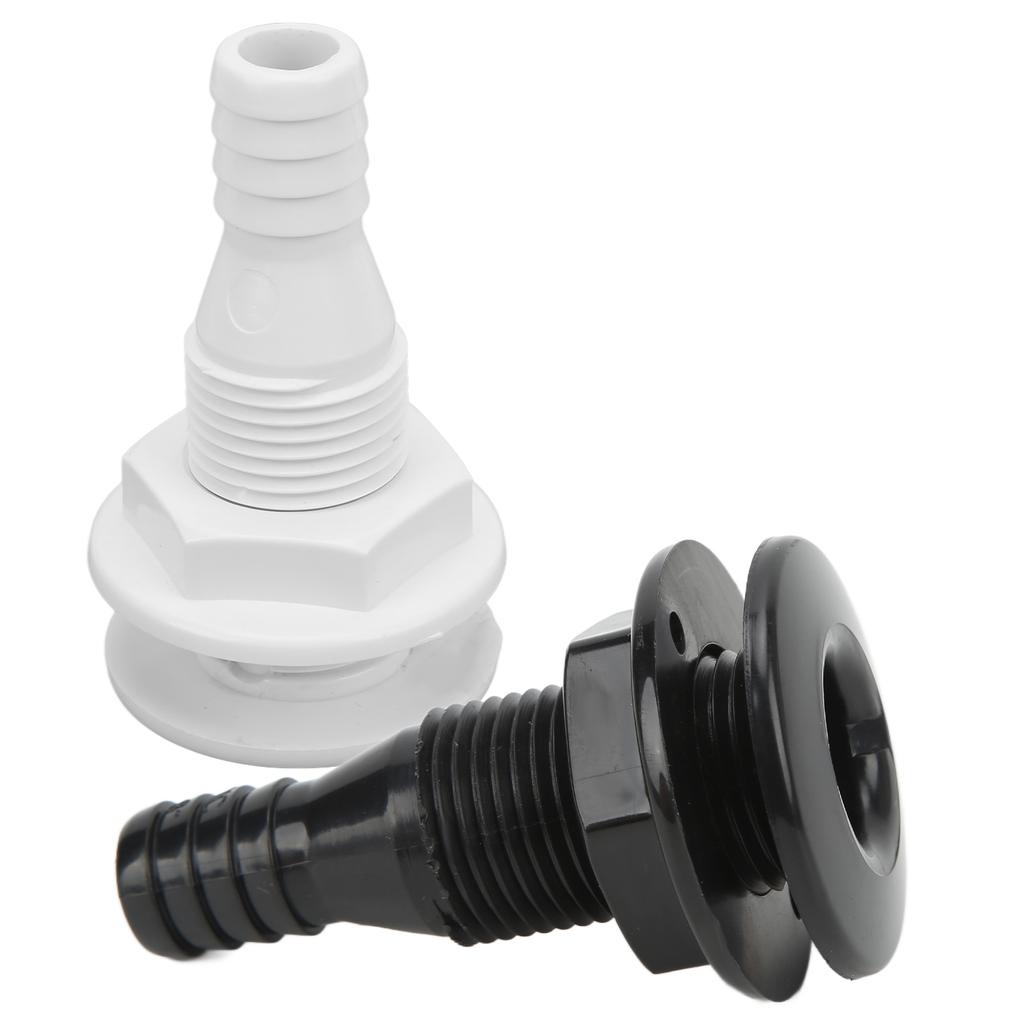 5/8in Thru Hull Fitting Straight ABS Impact Resistance Hose Connector Accessory for Boats Marines Thru Hull Connector