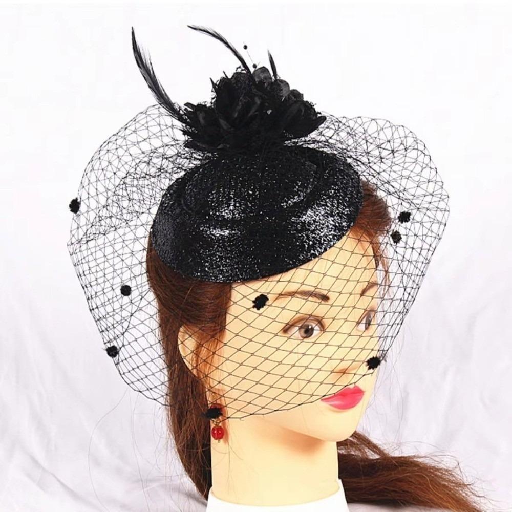 Solid Color Bridal Headdress Wave Point Hair Clip Hat Exquisite Small Top Hat Tiaras