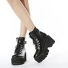 Platform Chunky Heels Autumn Cool Gothic Cosplay Boots Women Street Black Ankle Boots Shoes Buckle Strap Size 43