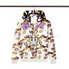 GLO GANG Streetwear Hooded Zip-Up Sweatshirt Unisex Oversized Cartoon Print Casual Pullover Teens Adults