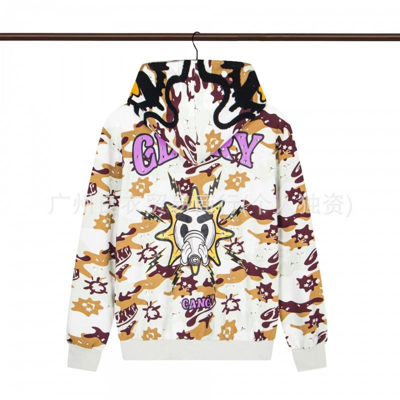 GLO GANG Streetwear Hooded Zip-Up Sweatshirt Unisex Oversized Cartoon Print Casual Pullover Teens Adults