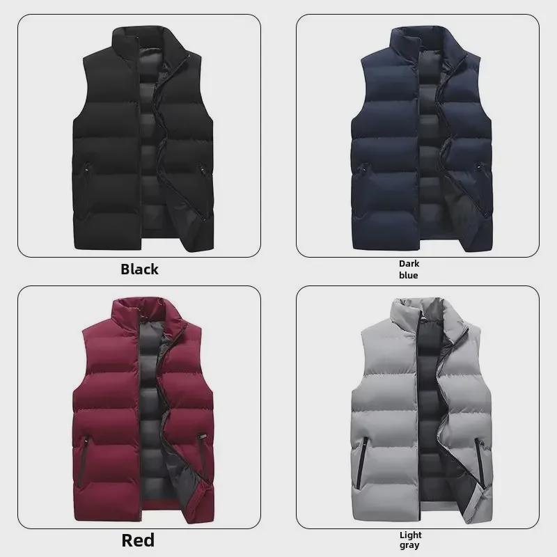 Повседневный хлопковый жилет унисекс в корейском стиле — однотонный, теплый, без рукавов, свободного кроя, для осени и зимы.