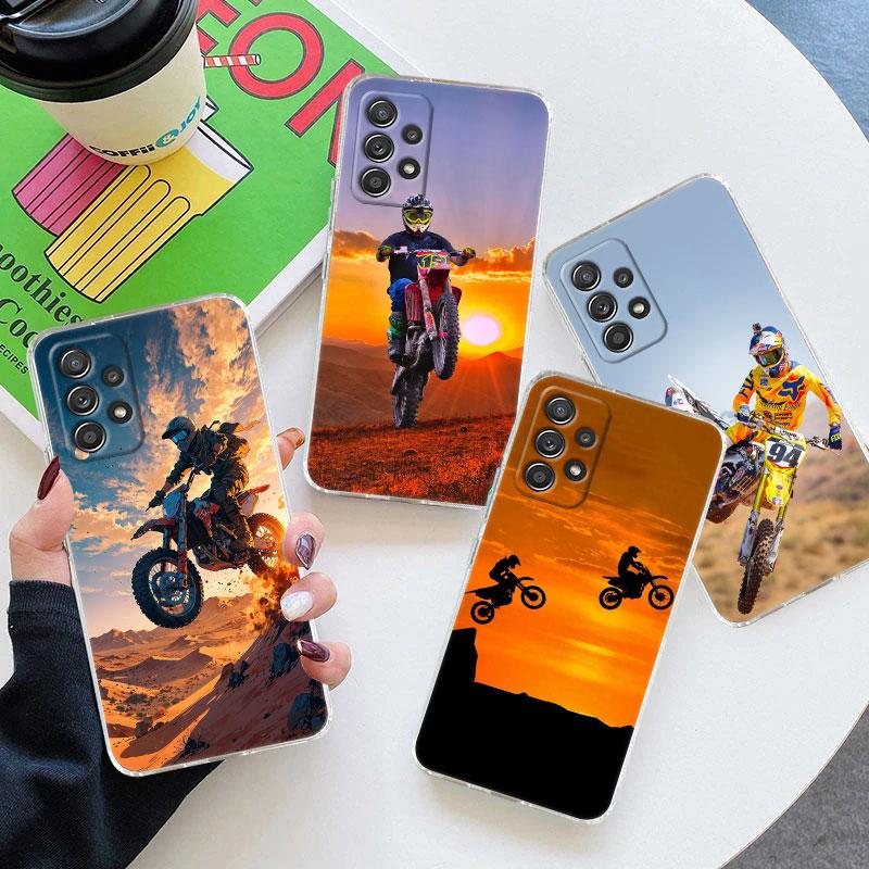 Прозрачный мягкий чехол для телефона Moto Cross для Samsung Galaxy A56 A57 A37 A55 A54 A36 A35 A26 A25 A16 A17 A07 A52 A34 A21s