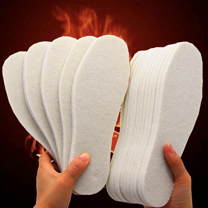1 пара термостелек из войлока из шерсти, утолщенные теплые стельки для мужской и женской обуви, дышащие, приятные для кожи, стельки для обуви