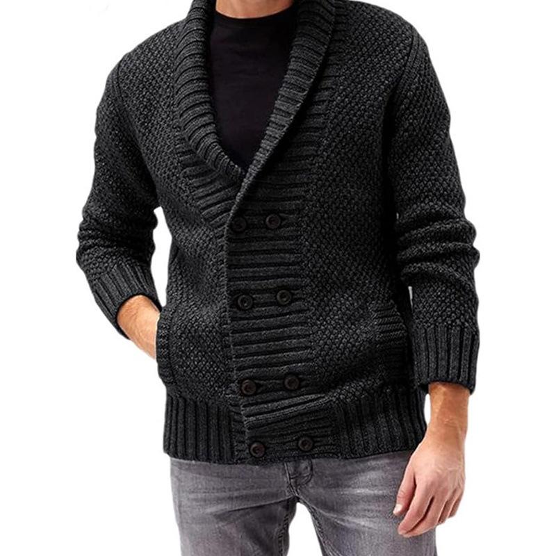 Men S Knit Cardigan Long Sleeve Solid Color Simple Style