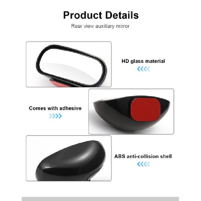 Black Wide Angle Rear Side View Blind Spot Mirror For Car SUV Parking Auxiliary