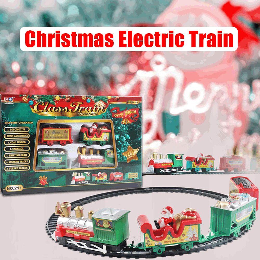 Music Xmas Decoration Electric Train Christmas Toy Railway Trains Transportation Building Toys