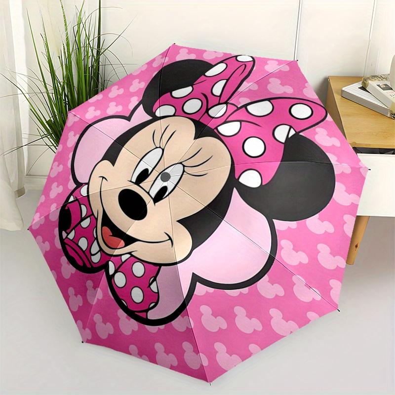 1pc Minnie Mouse Polka Dot Auto Open Close Umbrella, Portable 3-Fold Design with 8-Bone Iron Frame, Outdoor Umbrella, Ideal Gift for Fans, T