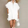Streetwear A Line Dress With Zipper And Ruffle Sleeves For Casual Travel Or Party