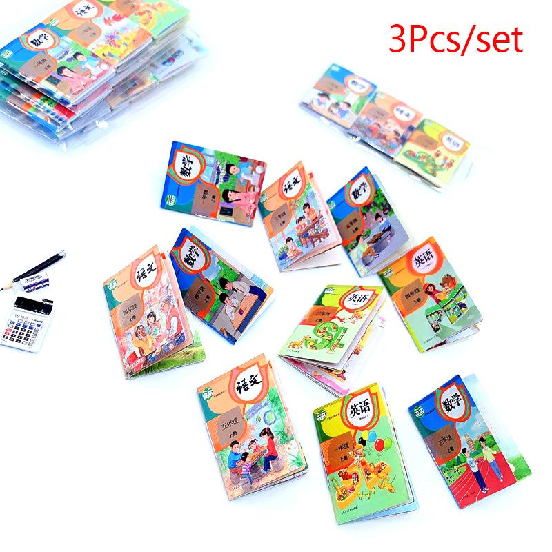 3шт 1:12 Миниатюрная книга для кукольного домика Учебники для всех классов Математика Английский Книги Модель Класс Декор Аксессуары для кукольного домика