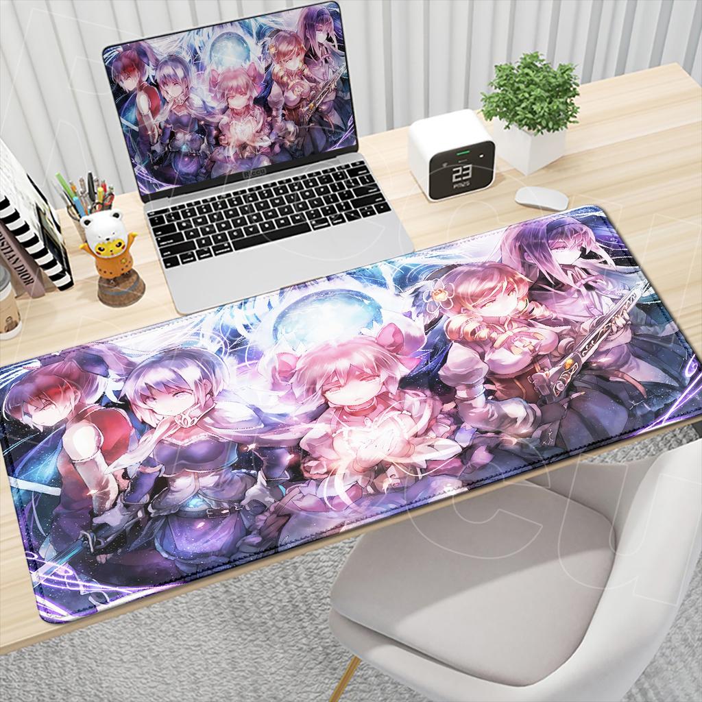 Коврик для мыши Популярный Puella Magi Madoka Magica Резиновые игровые аксессуары Большой XXL Коврик для клавиатуры ноутбука 900x400 мм Нескользящий, устойчивый к истиранию