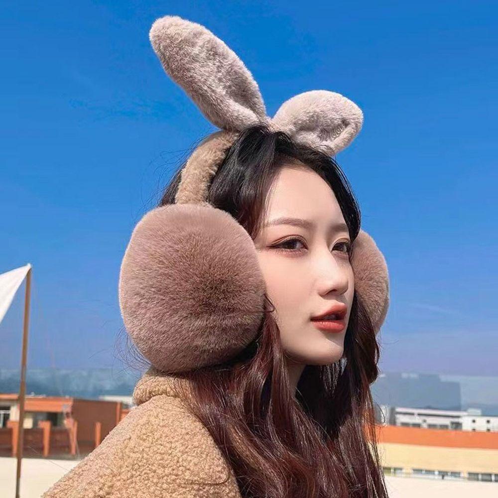 Fluffy Plush Earmuffs Foldable Ear Warmer Winter Earflaps  for Men Women